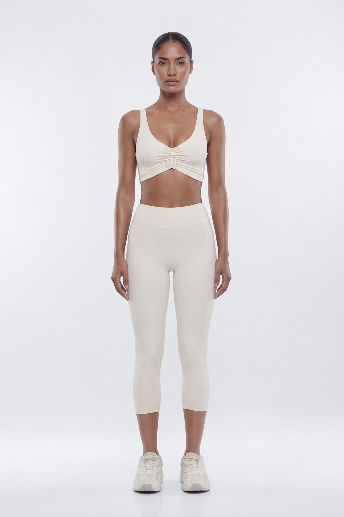 CloudForm™ 18″ Midrise Capri Legging - Beige