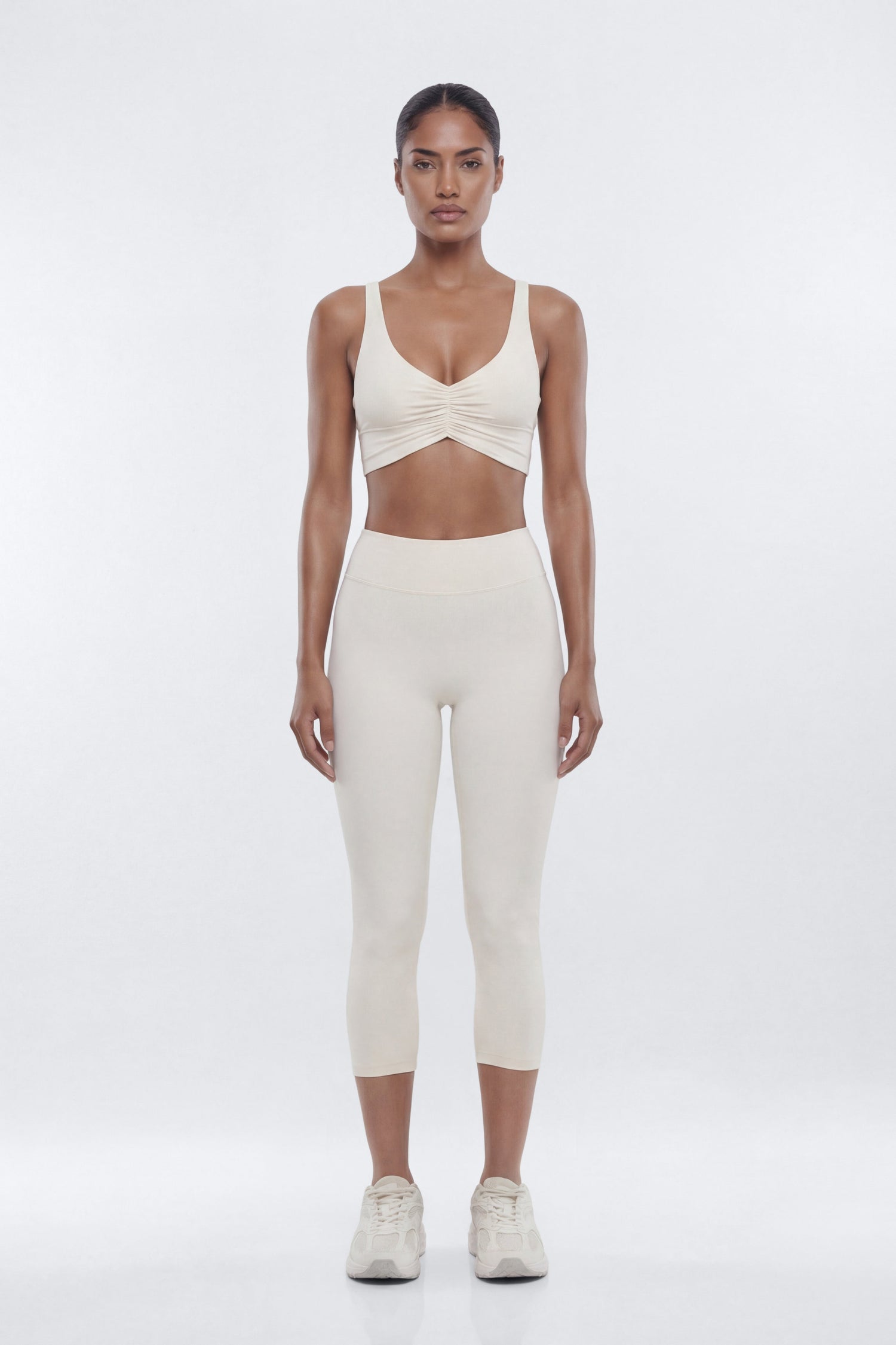 CloudForm™ 18″ Midrise Capri Legging - Beige