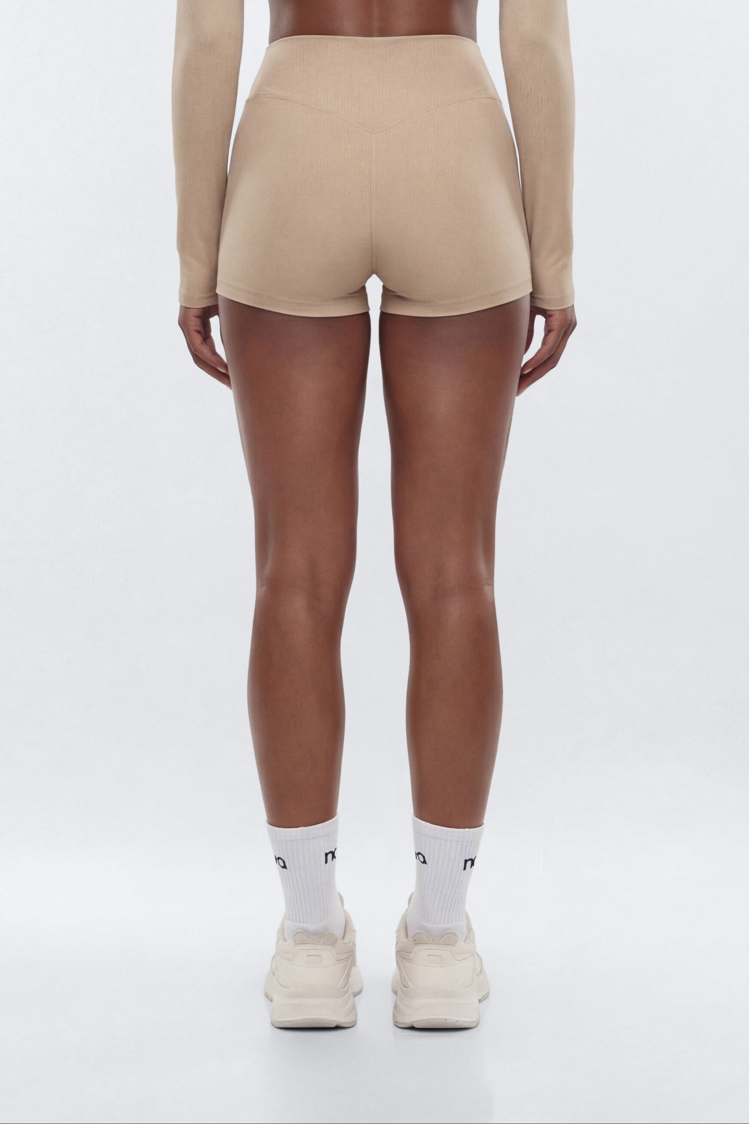 AirSculpt™ 3″ Mesh Contrast Sports Biker Short - Taupe