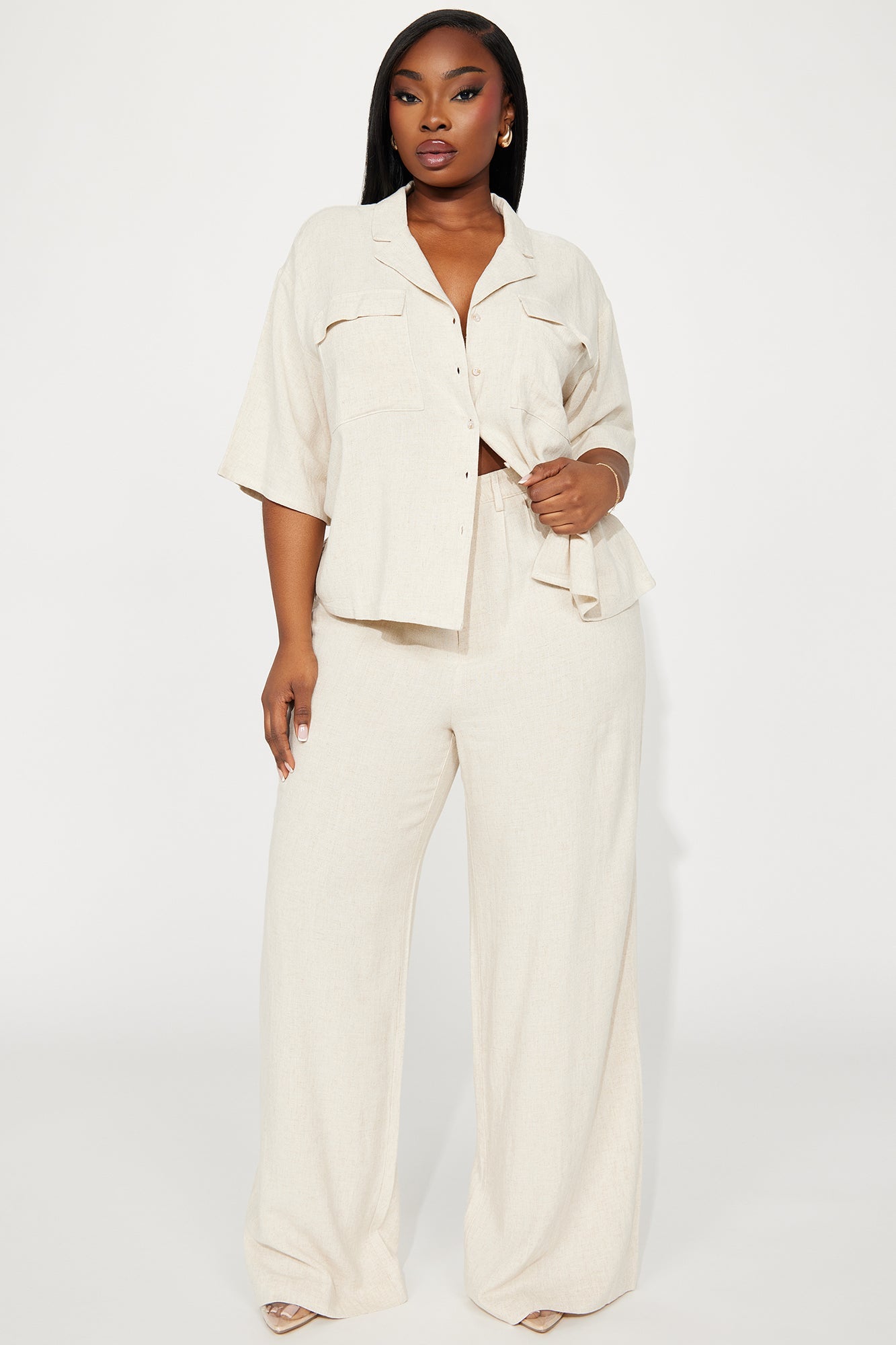 Roslyn Linen Pant Set - Oatmeal