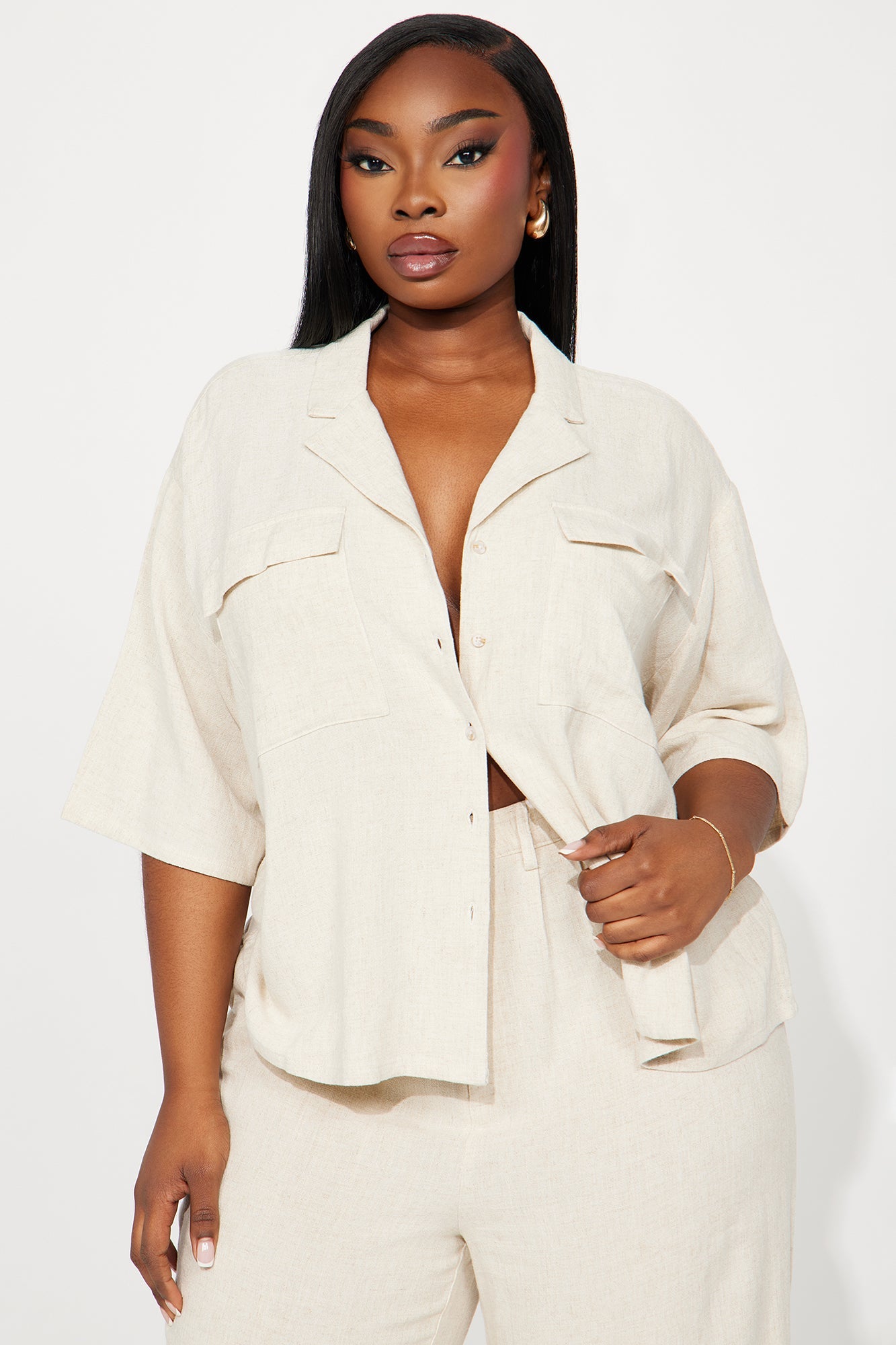 Roslyn Linen Pant Set - Oatmeal