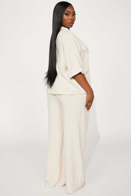 Roslyn Linen Pant Set - Oatmeal