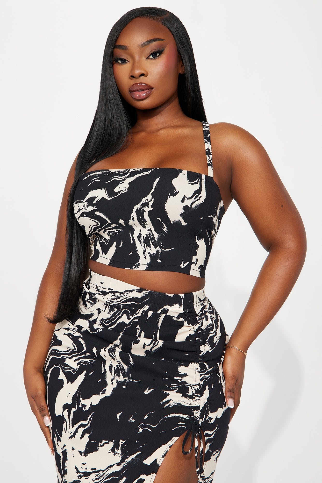 Clear Direction Skirt Set - Black/White