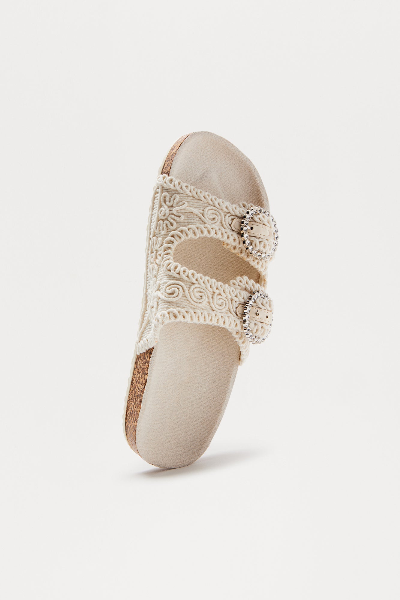 Miko Crochet Buckle Sandals - Cream