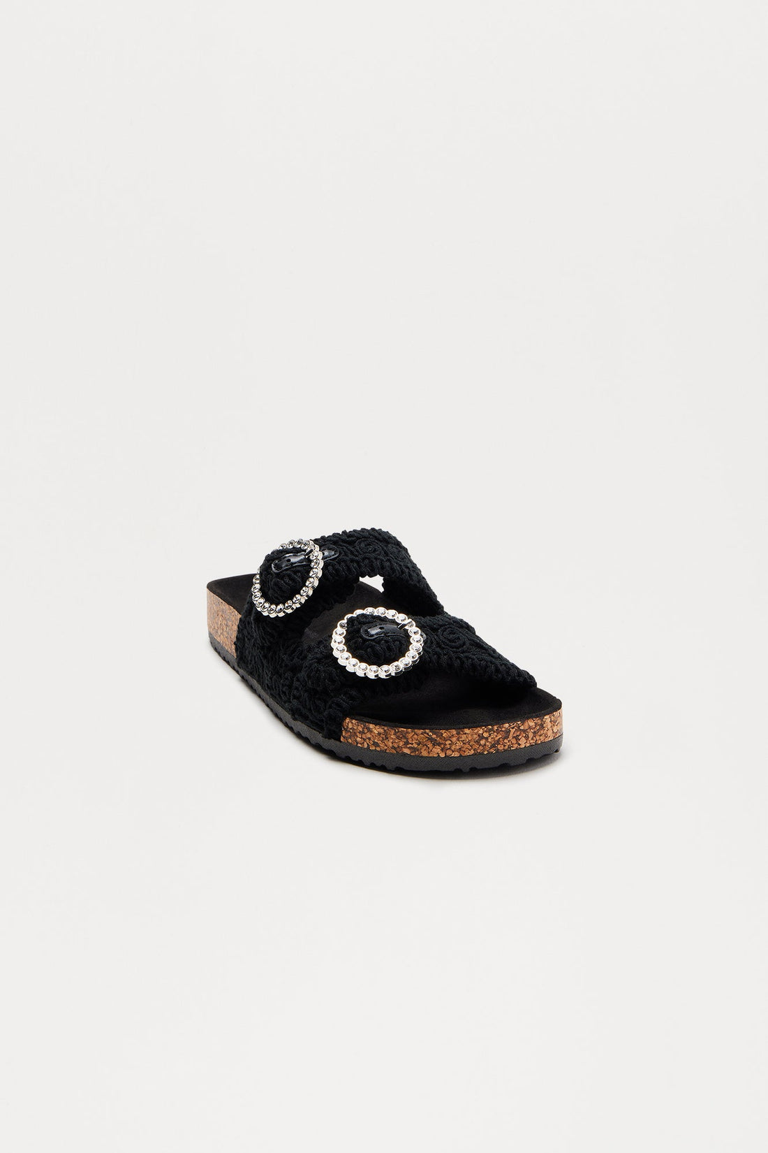 Miko Crochet Buckle Sandals - Black