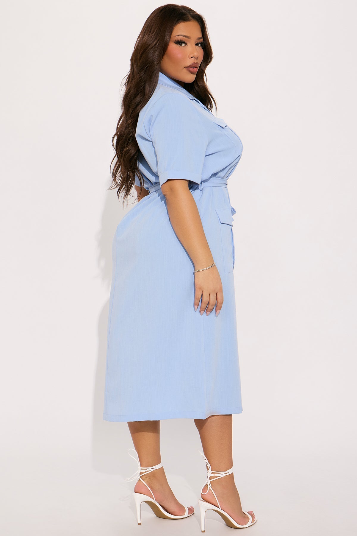 Maya Shirt Midi Dress - Light Blue