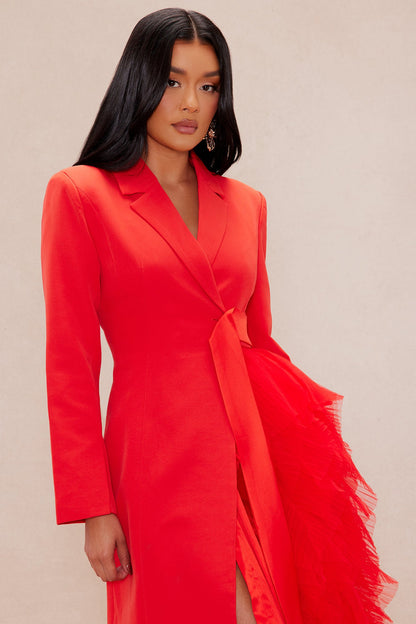 Katie Tulle Blazer - Red
