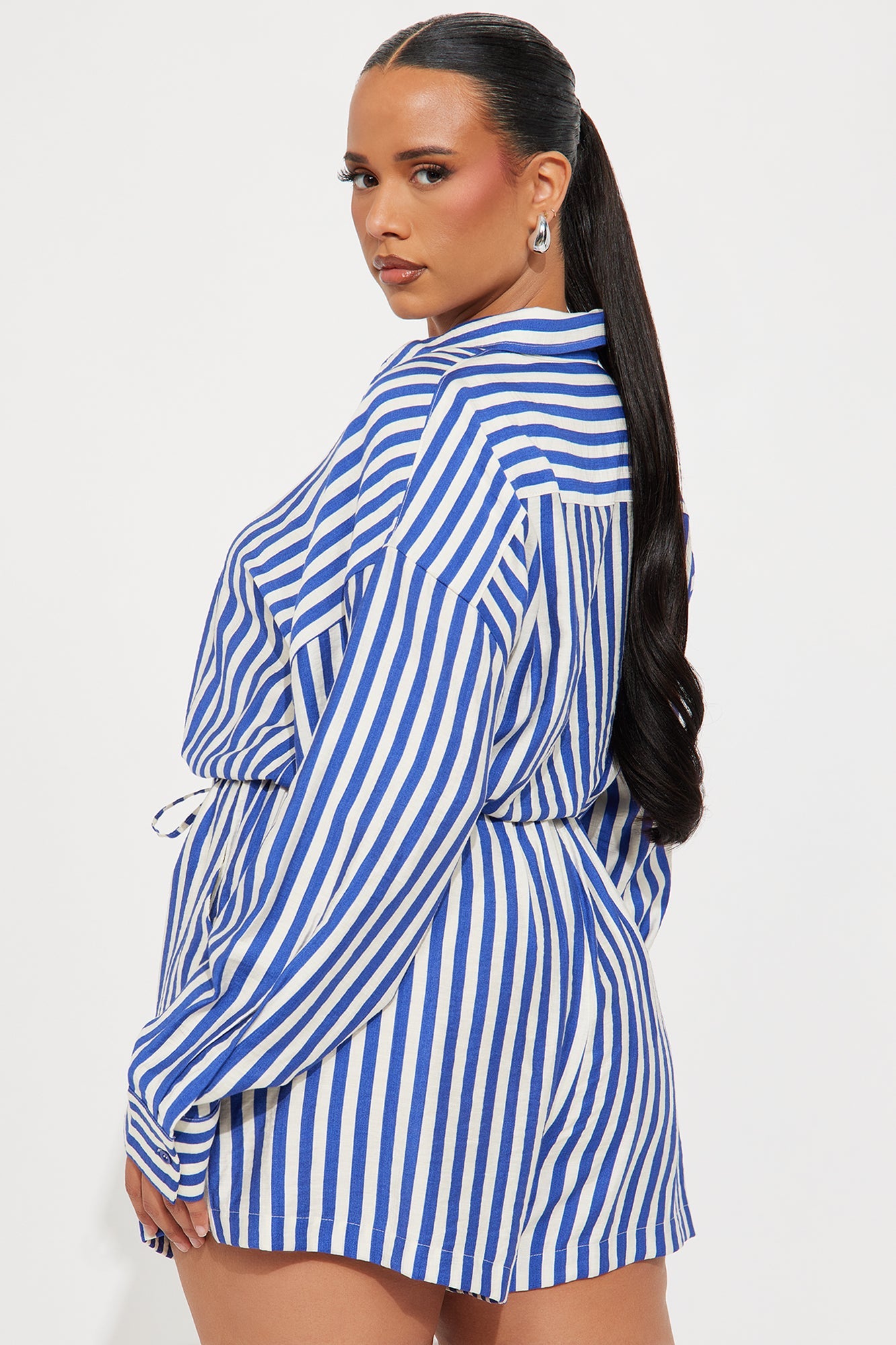 Callie Striped Romper - White/Blue