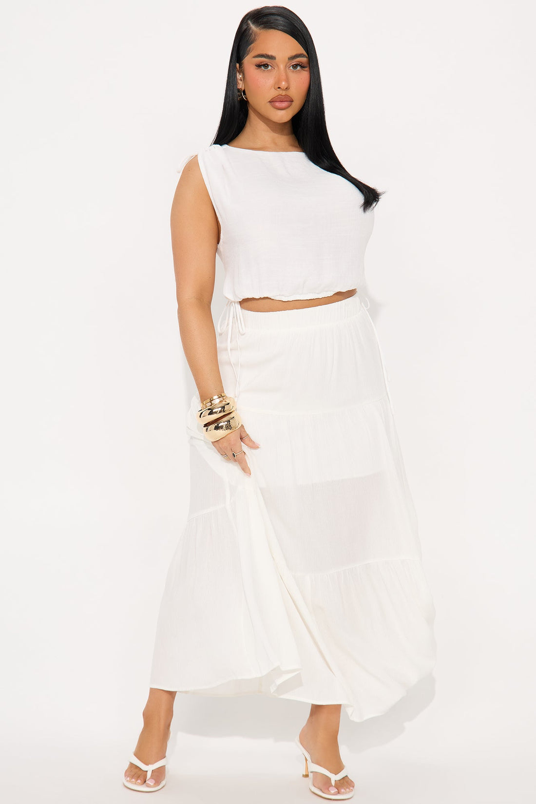 Julia Tiered Gauze Maxi Skirt - Ivory