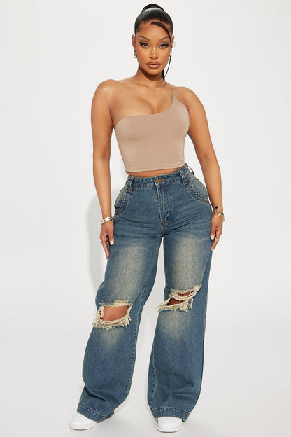 Drew Drop Waist Baggy Jeans - Dark Wash