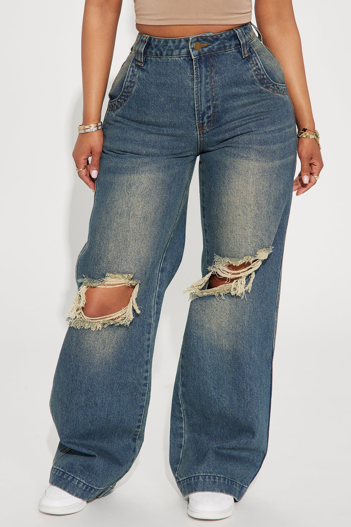 Drew Drop Waist Baggy Jeans - Dark Wash