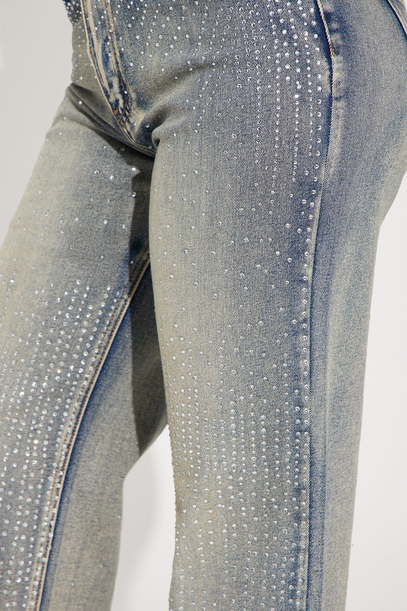 Chasing A Dream Embellished Stretch Straight Leg Jeans - Vintage Wash