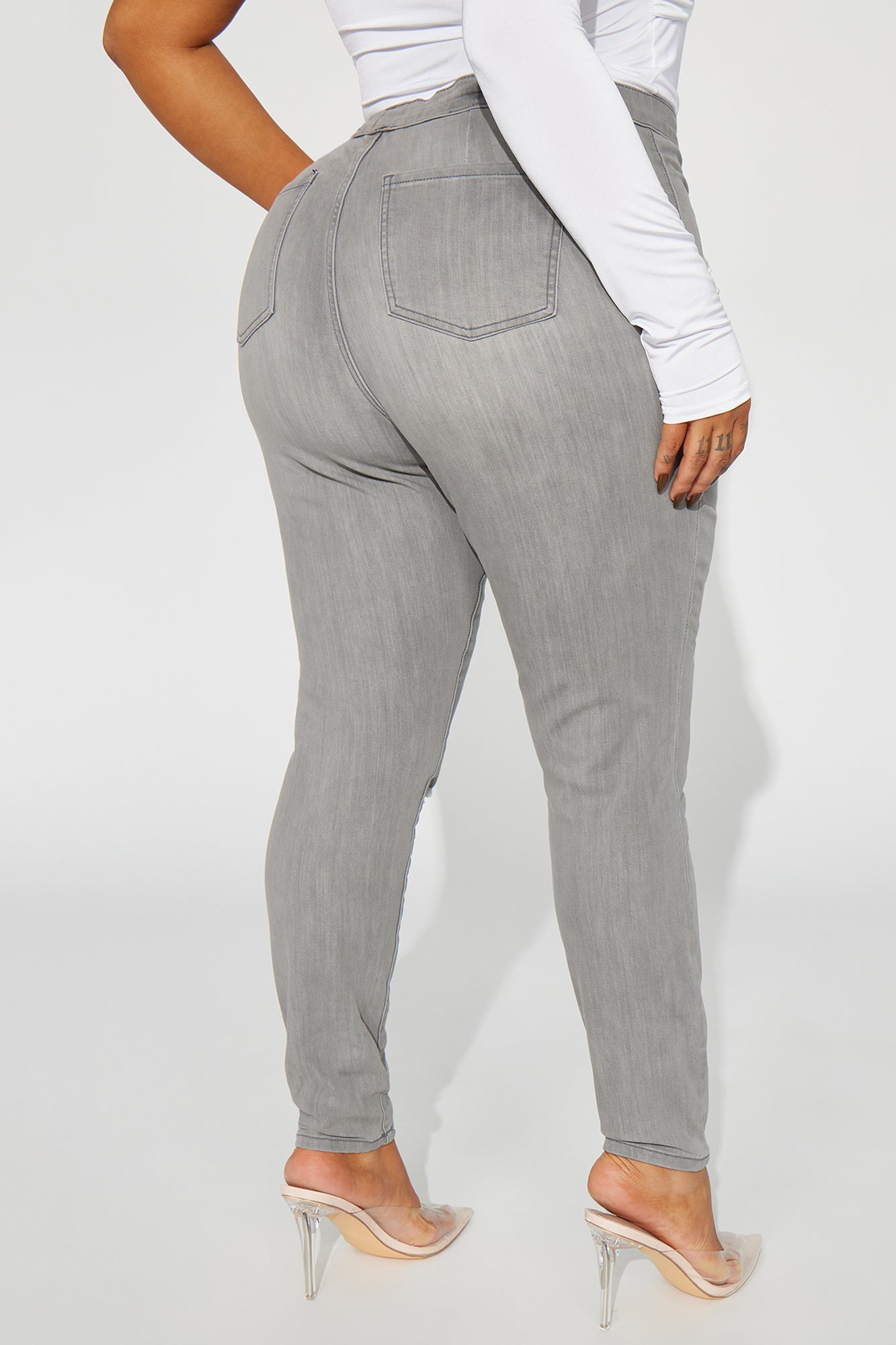 In The Night High Rise Skinny Jeans - Grey