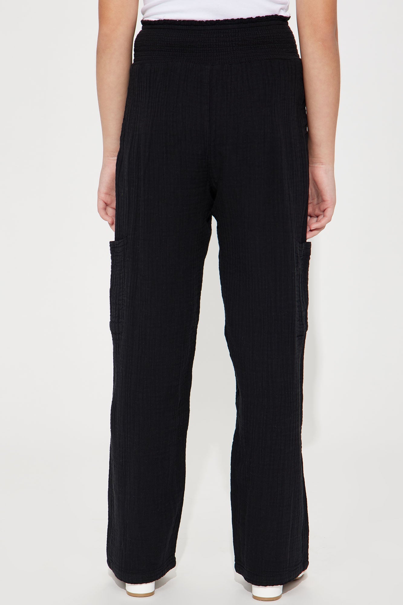 Mini Meadow High Rise Wide Leg Washed Gauze Pant - Black
