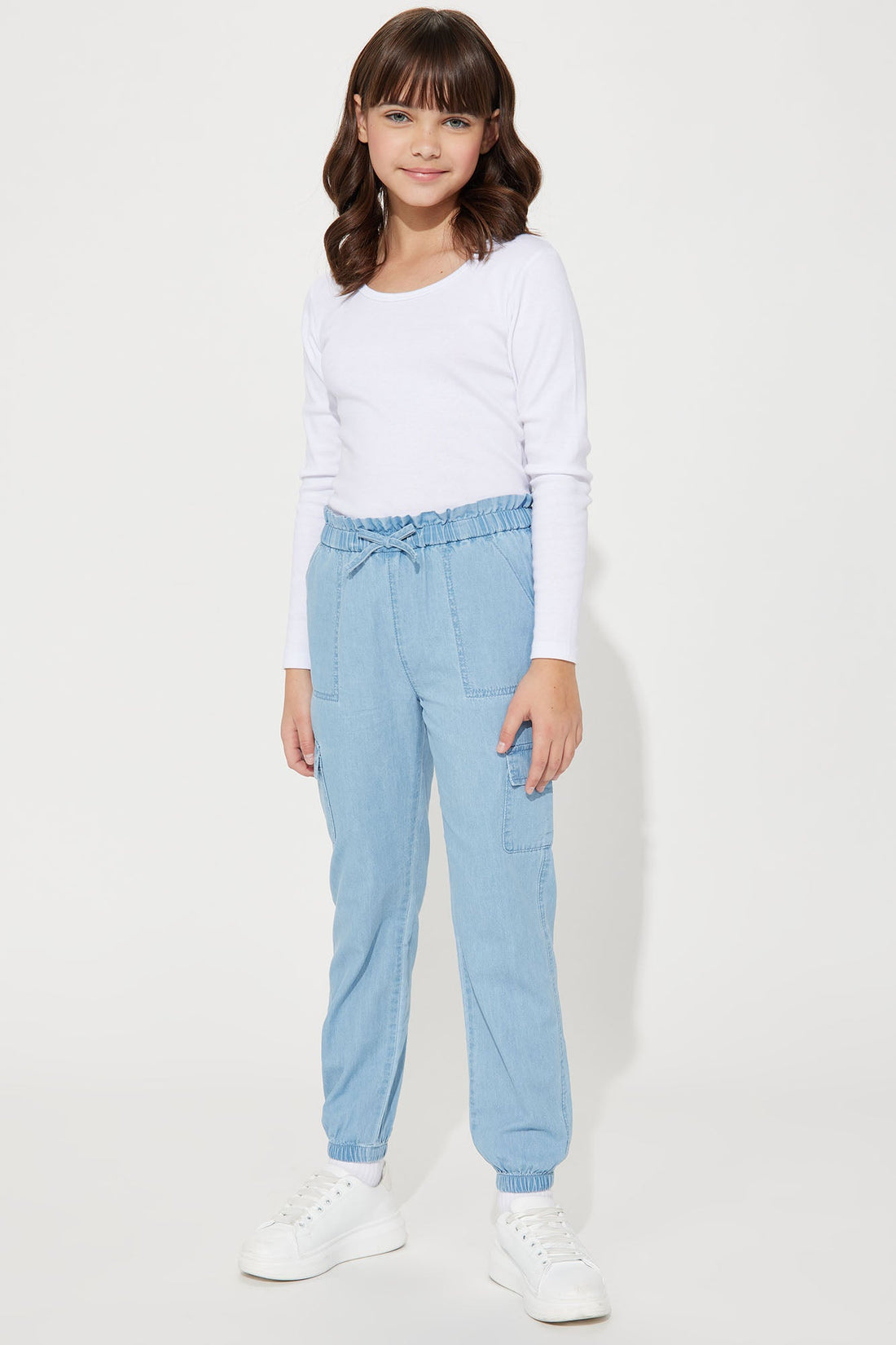 Mini Chambray Cargo Pant - Light Wash
