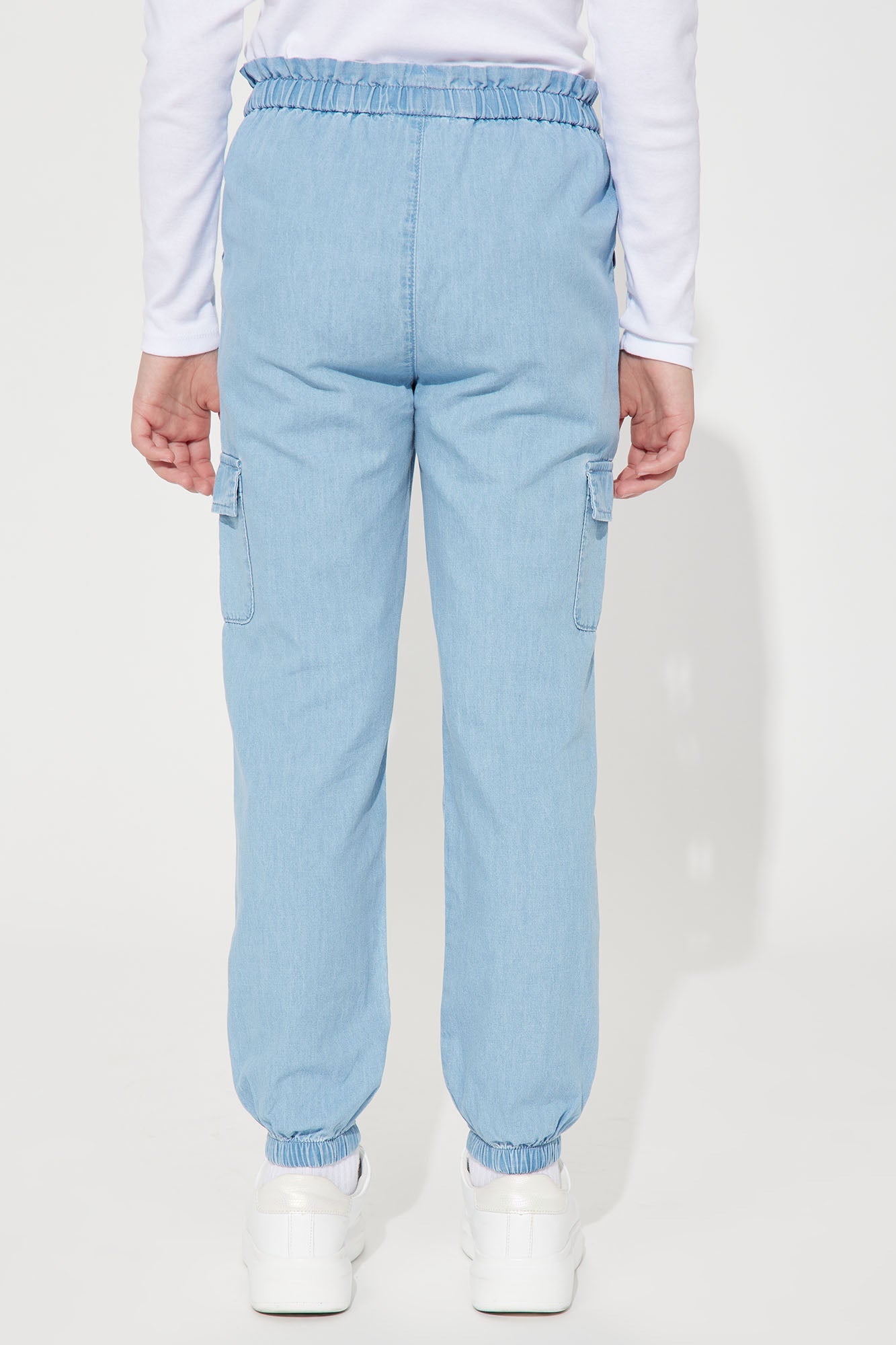 Mini Chambray Cargo Pant - Light Wash