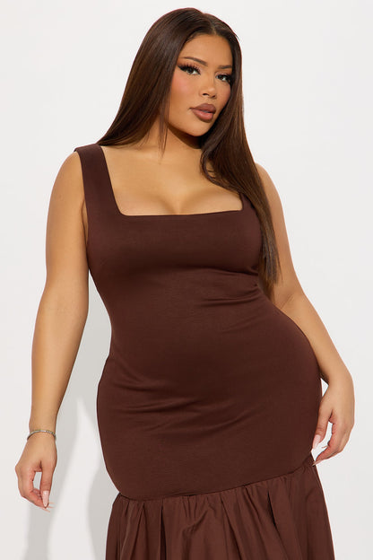Caroline Poplin Maxi Dress - Chocolate