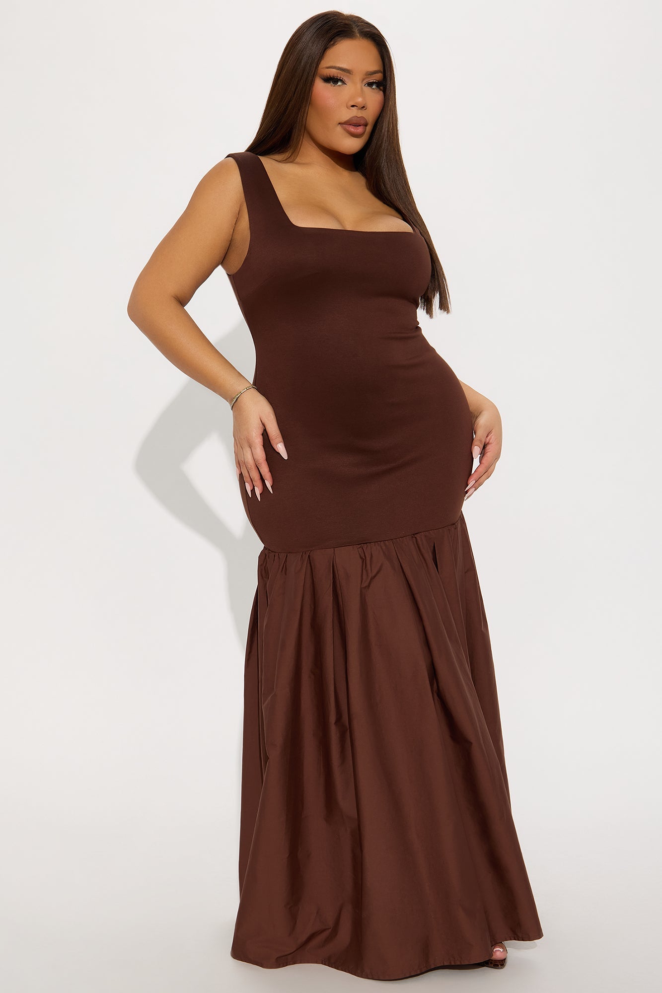 Caroline Poplin Maxi Dress - Chocolate