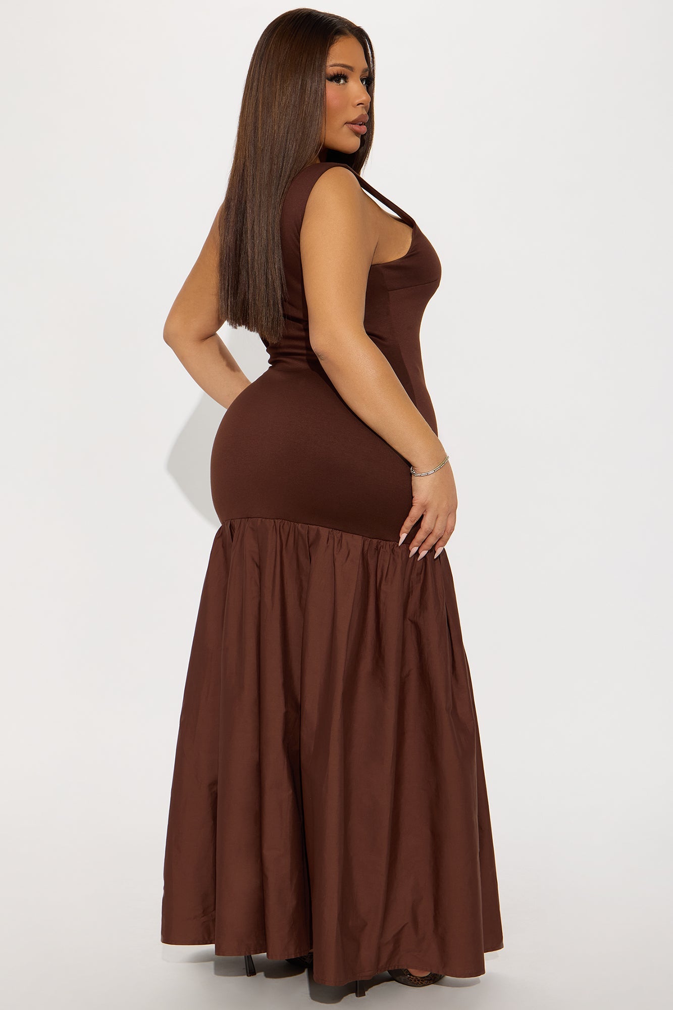 Caroline Poplin Maxi Dress - Chocolate