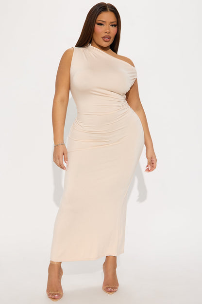 Brooke Ruched Midi Dress - Cream
