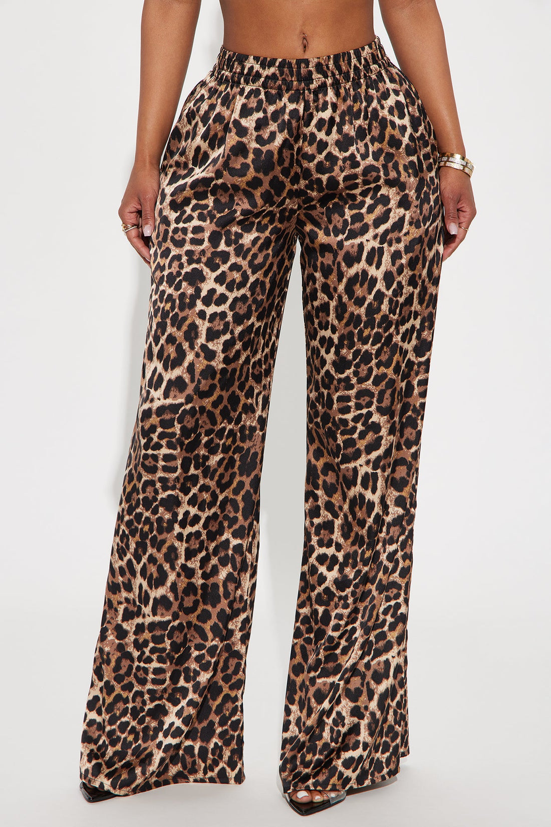 Audrey Leopard Satin Pant - Brown/combo