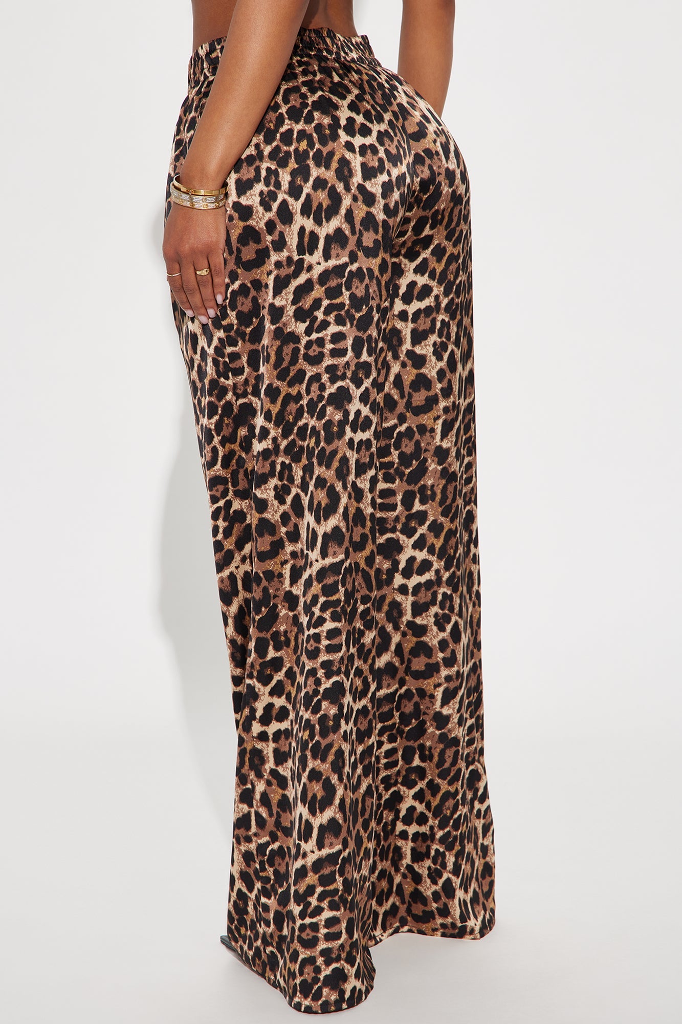 Audrey Leopard Satin Pant - Brown/combo