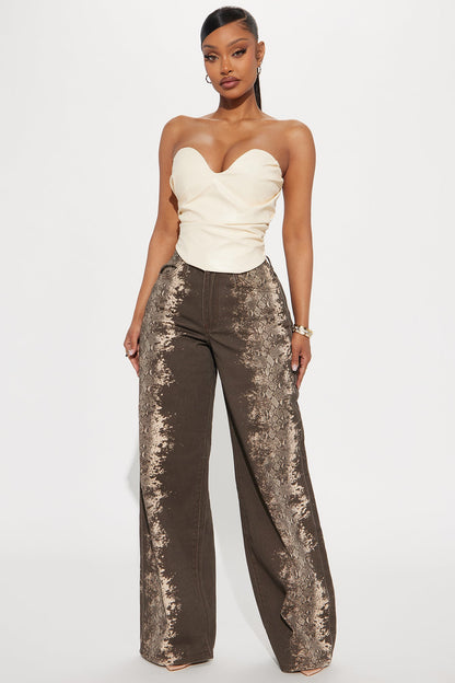 Catching Looks Faux Leather Top - Cream