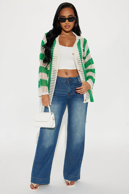 Seaside Bliss Crochet Shirt - Green/combo