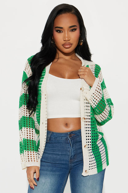 Seaside Bliss Crochet Shirt - Green/combo
