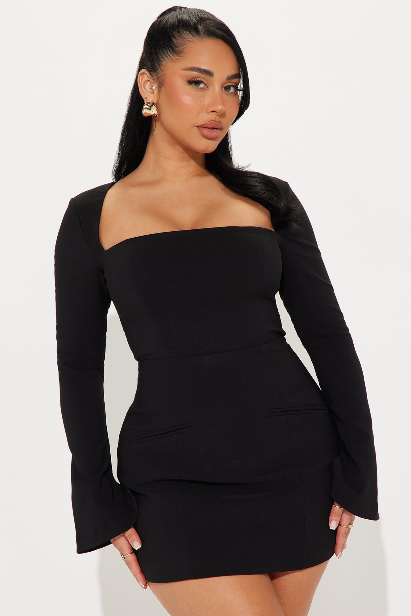 Blaire Square Neck Mini Dress - Black