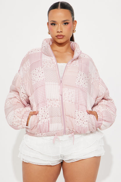 Danika Quilted Patchwork Jacket - Pink/combo