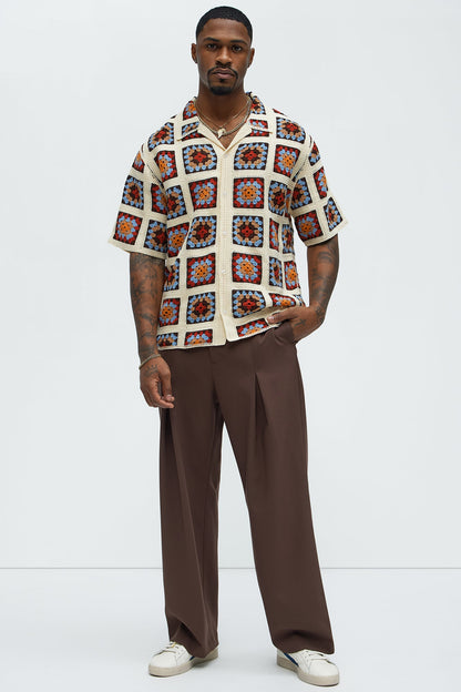 Ronan High Waisted Pleated Trousers - Brown