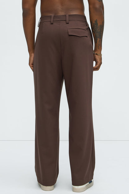 Ronan High Waisted Pleated Trousers - Brown