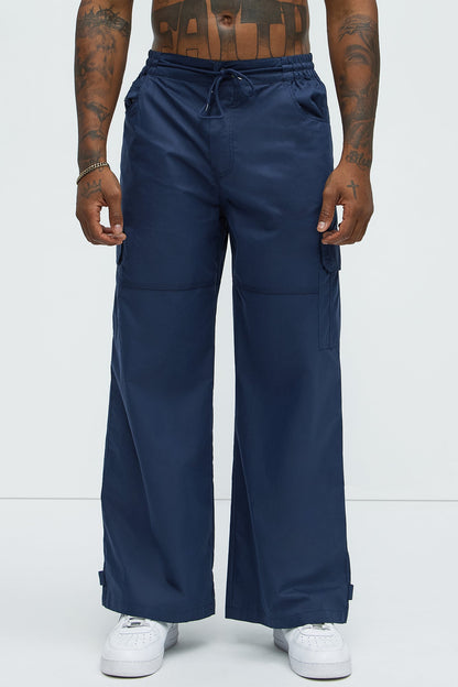 At The Time Baggy Cargo Pants - Navy