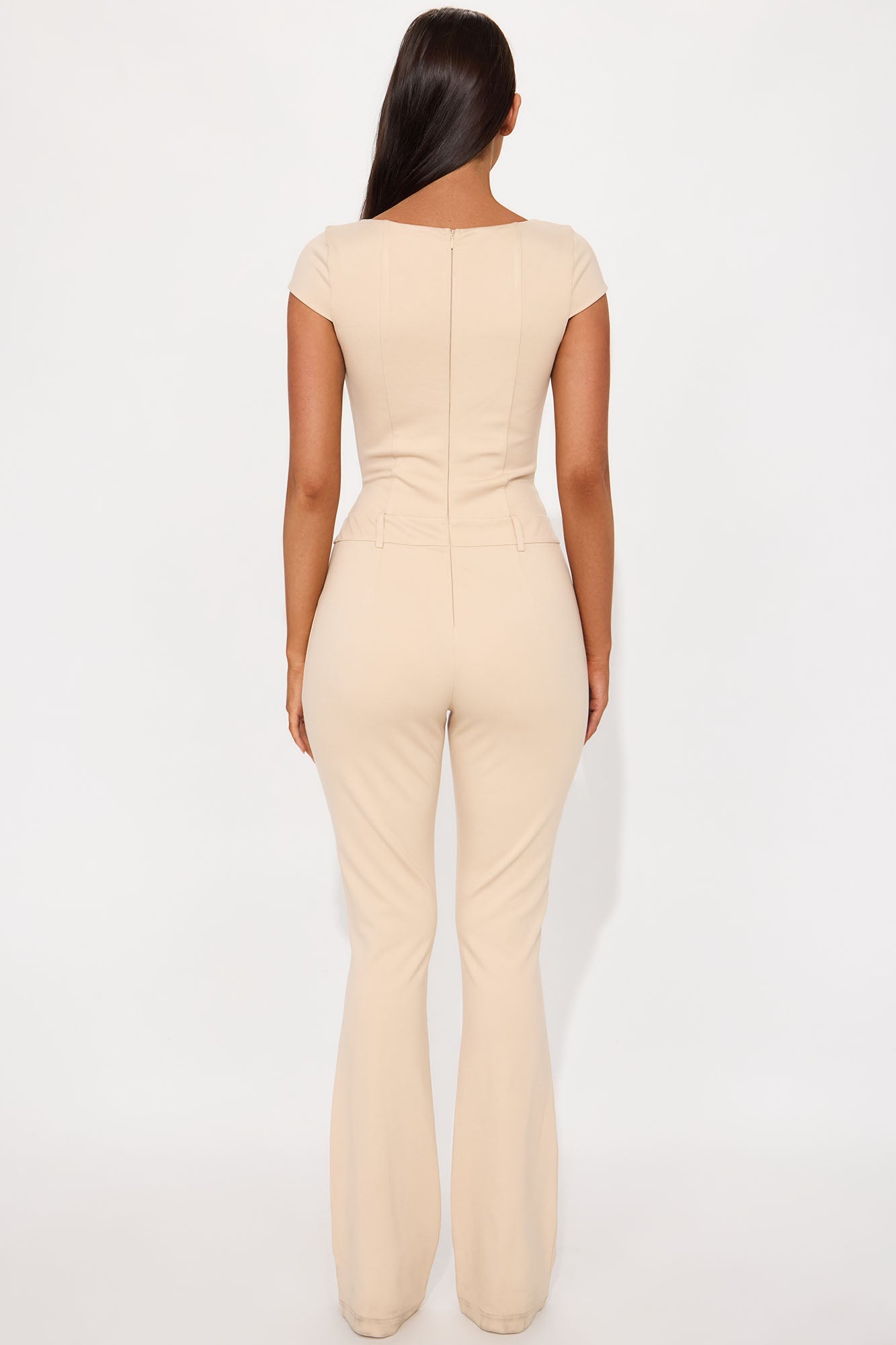 The Mia Cap Sleeve Ponte Jumpsuit - Taupe
