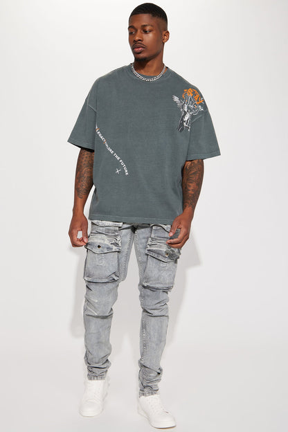 Stay United Oversized Short Sleeve Tee - Grey