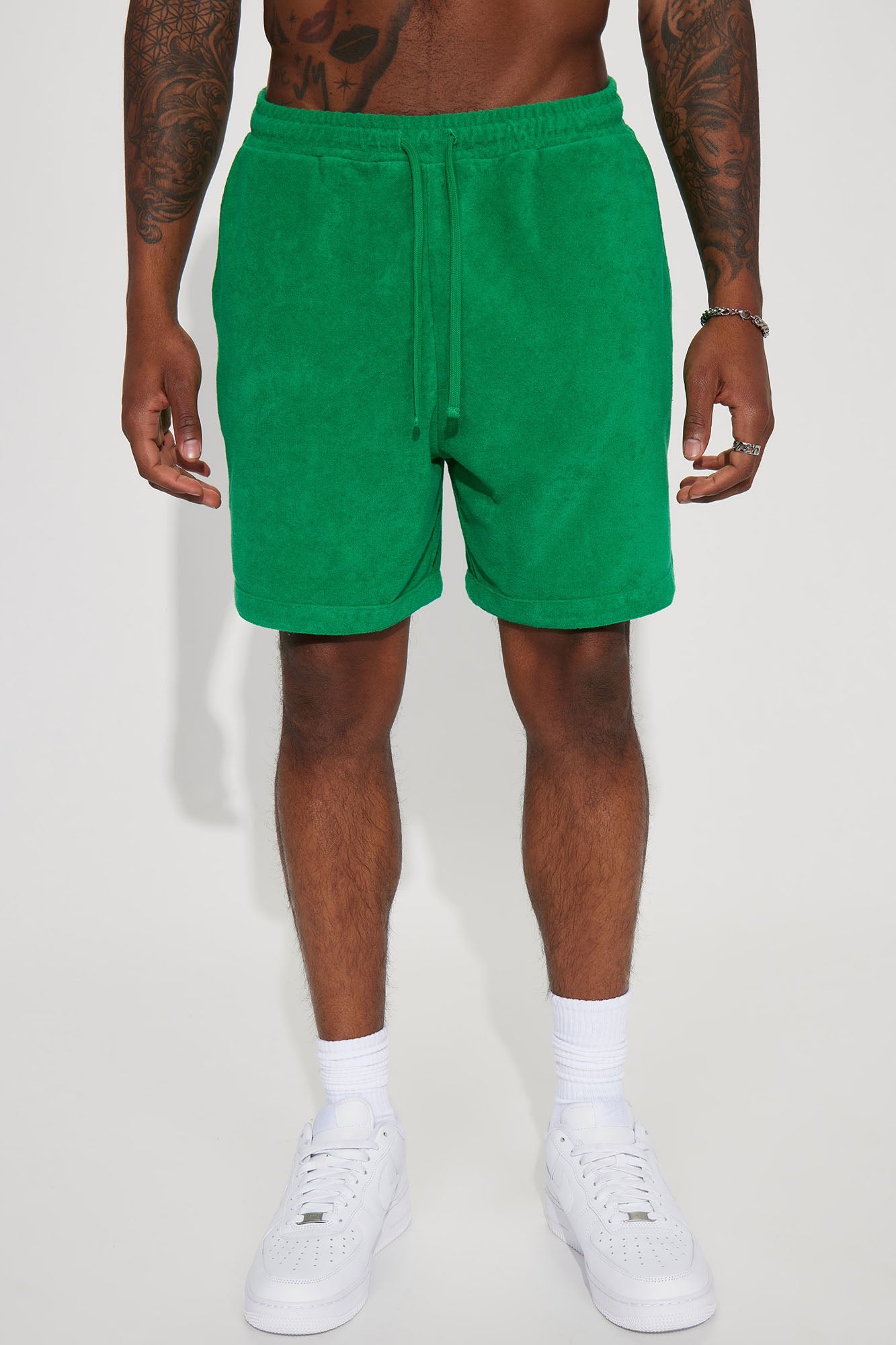 Dipped Terry Knit Shorts - Green