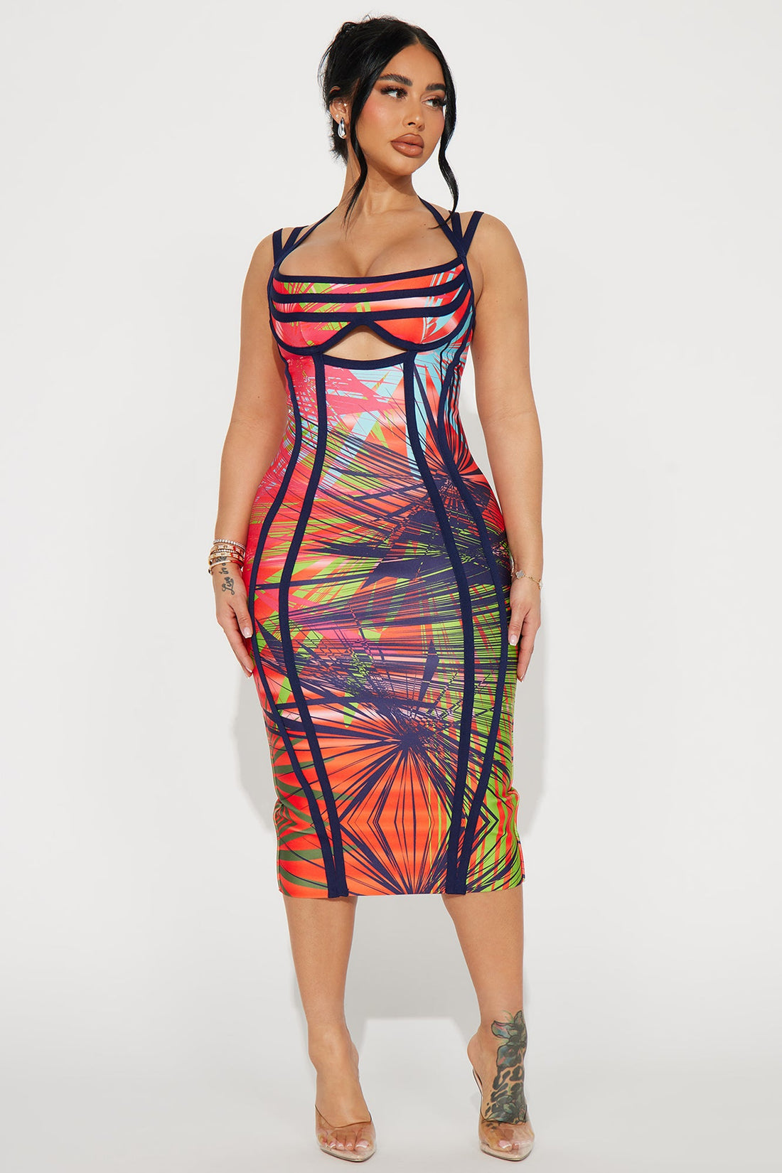 Sophia Bandage Midi Dress - Multi Color