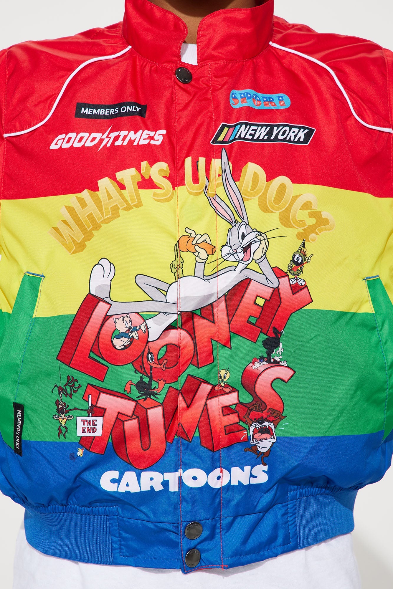 Mini Looney Tunes Colorblock Nylon Windbreaker - Red/combo