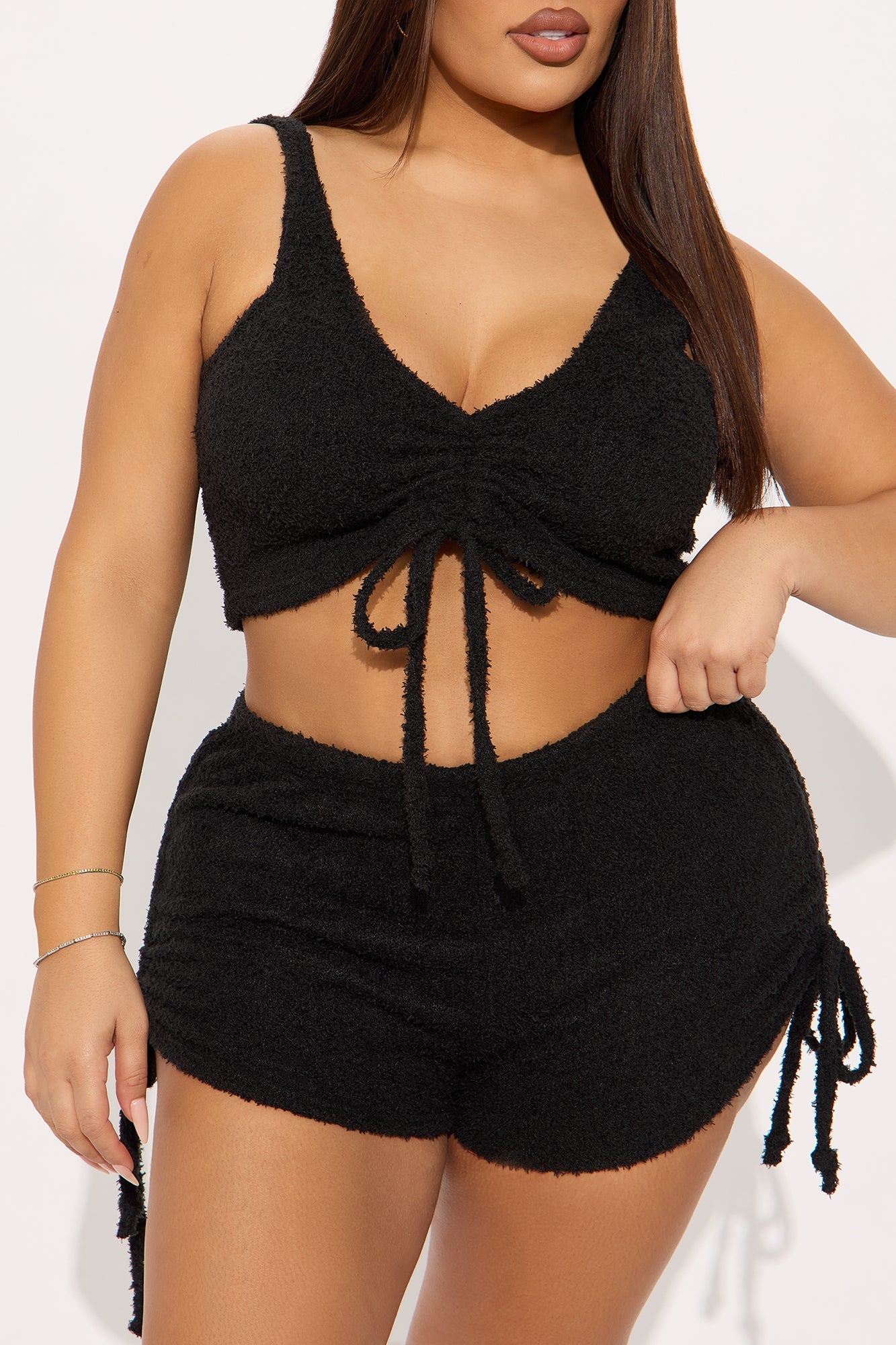 Weekend Cuddles Chenille PJ Short Set - Black