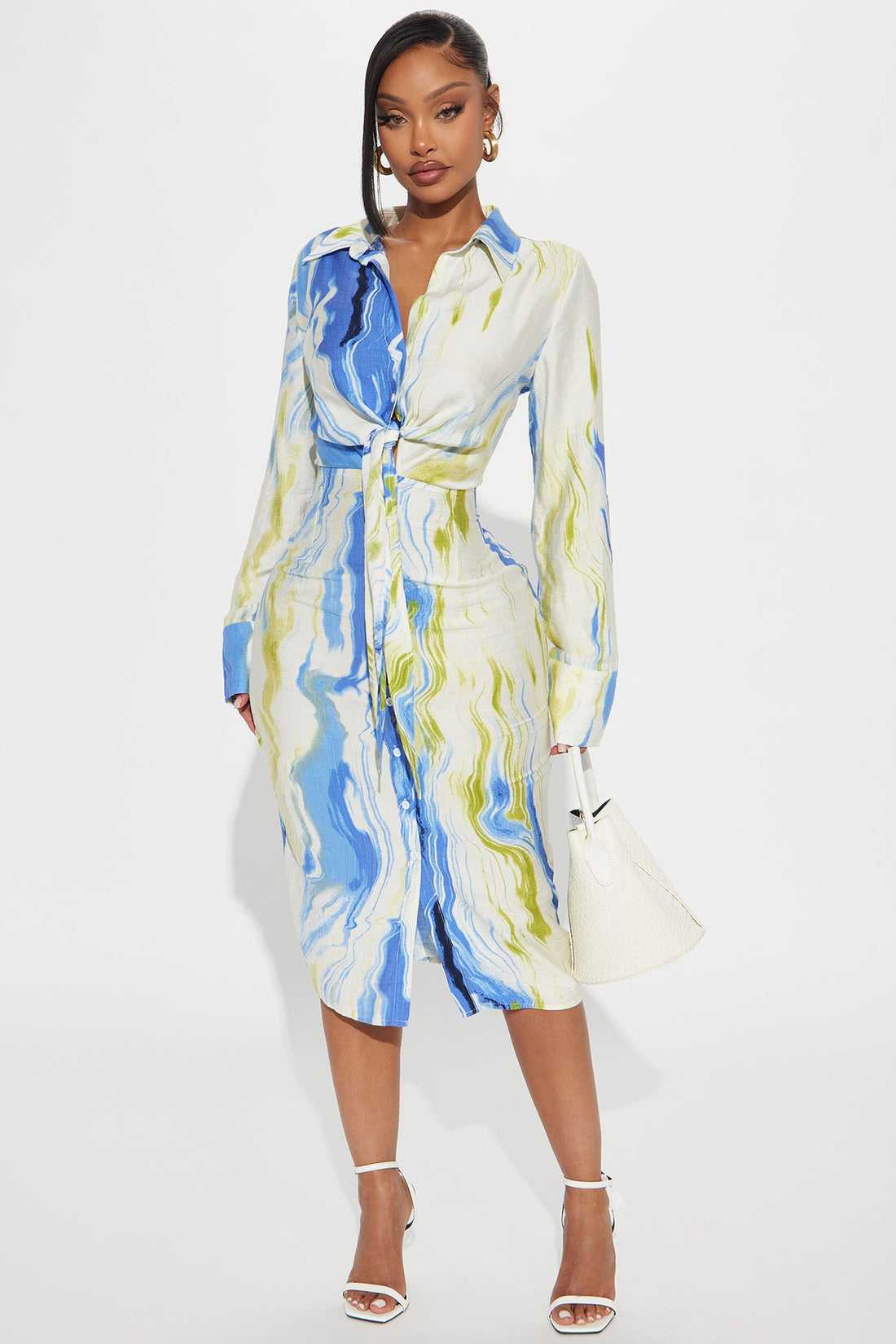 See The Vision Midi Shirt Dress - Blue/combo