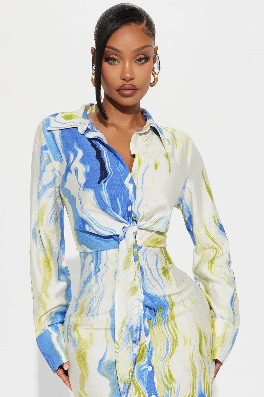 See The Vision Midi Shirt Dress - Blue/combo