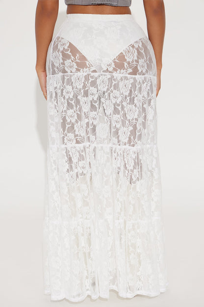 Corrina Lace Tiered Maxi Skirt - Cream