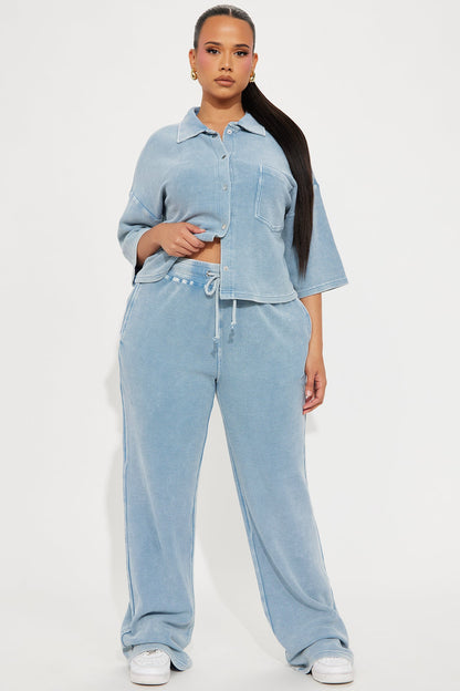 Taylor Cozy Thermal Pant Set - Blue