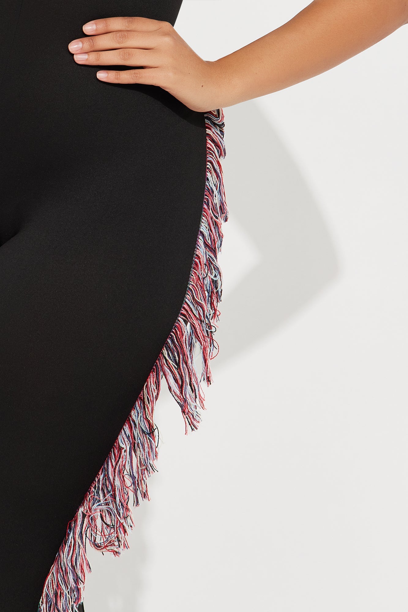 All At Once Fringe Jumpsuit - Black