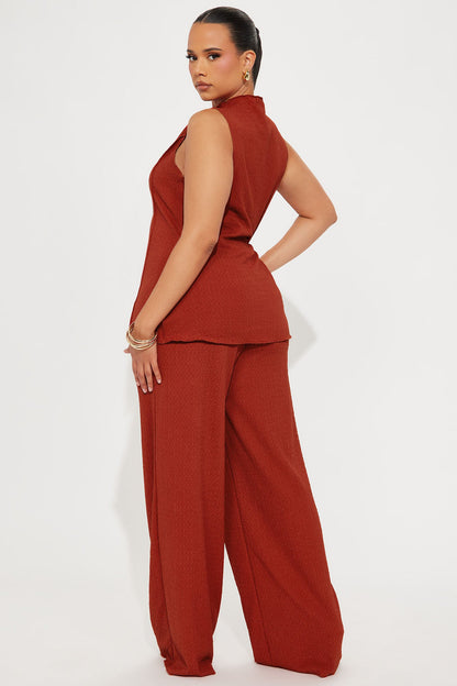 Kristina Textured Pant Set - Rust