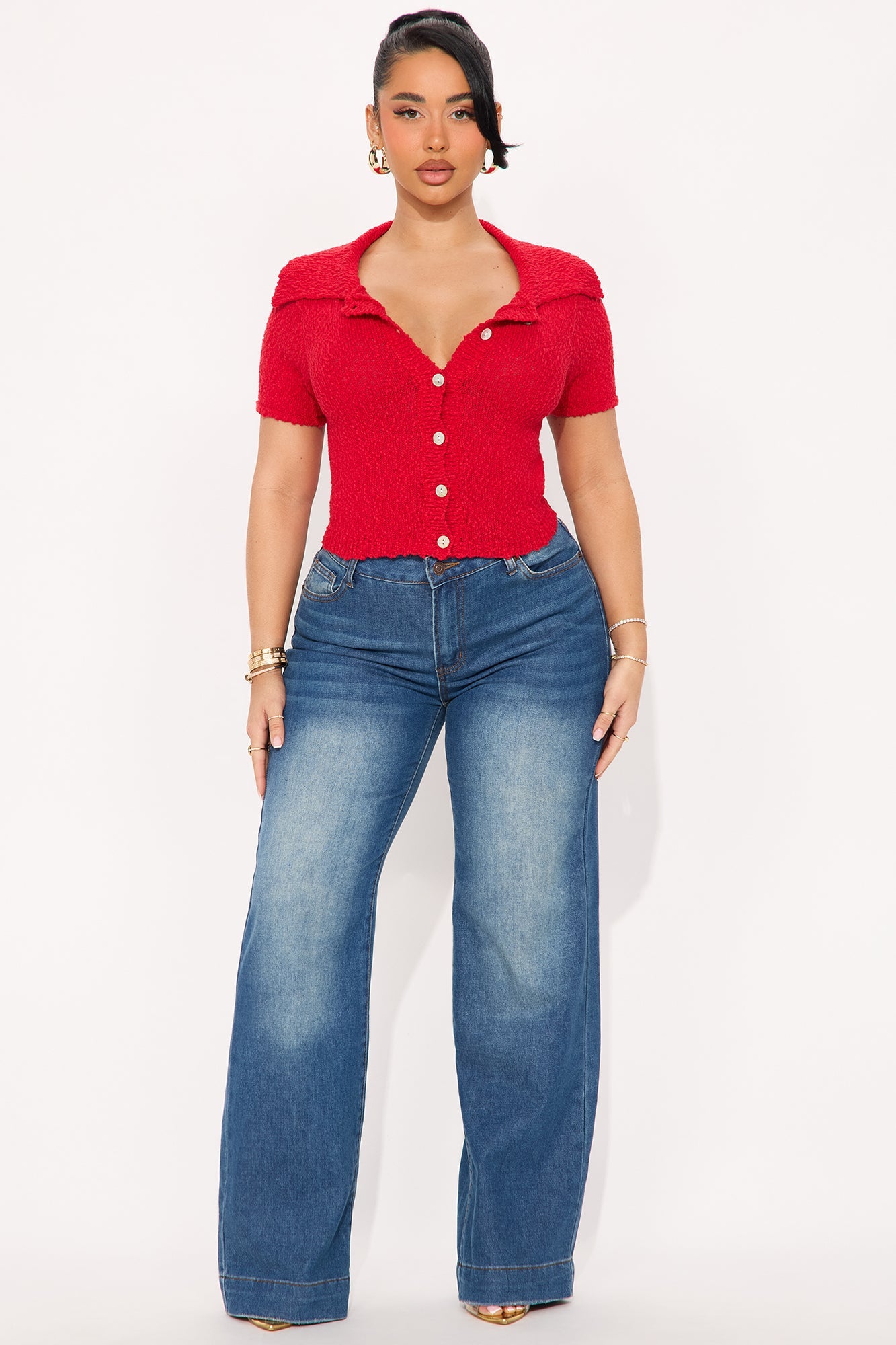 Pebble Beach Sweater Top - Red
