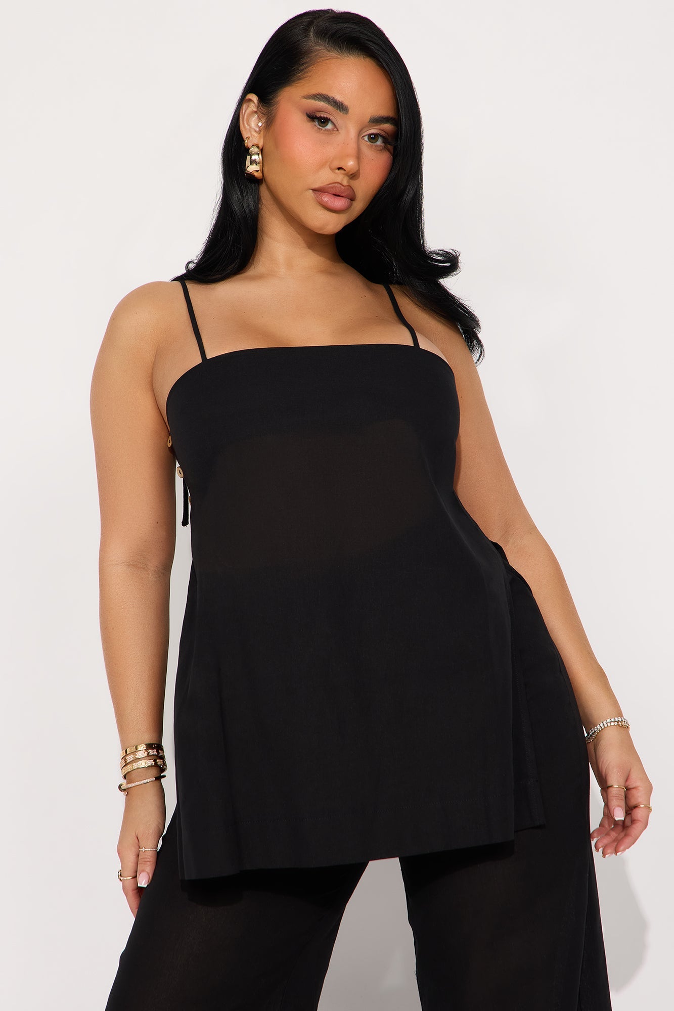 Kate Linen Pant Set - Black