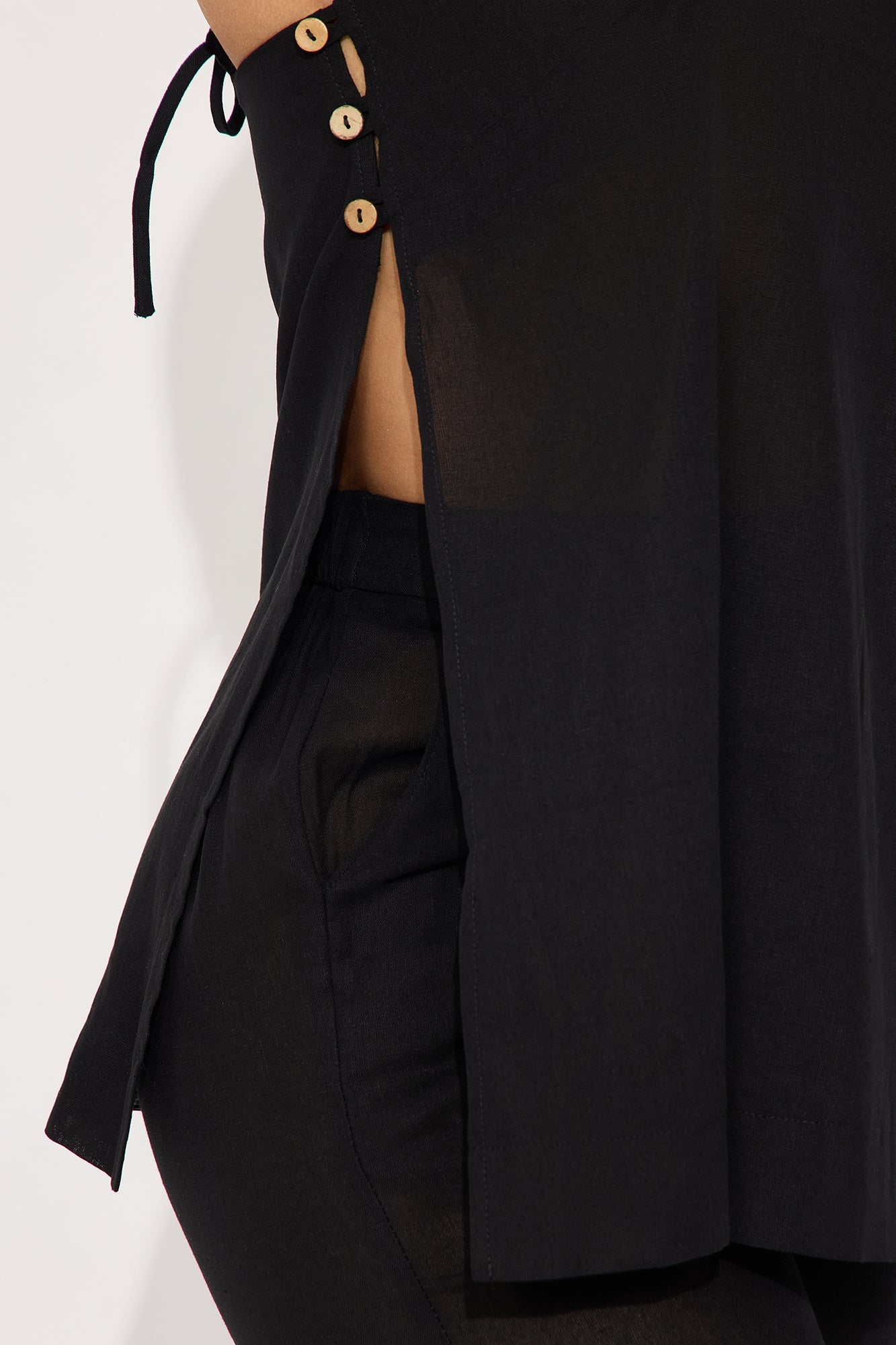 Kate Linen Pant Set - Black