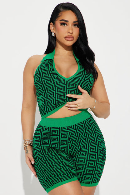 Meet Me There Sweater Short Set - Kelly Green